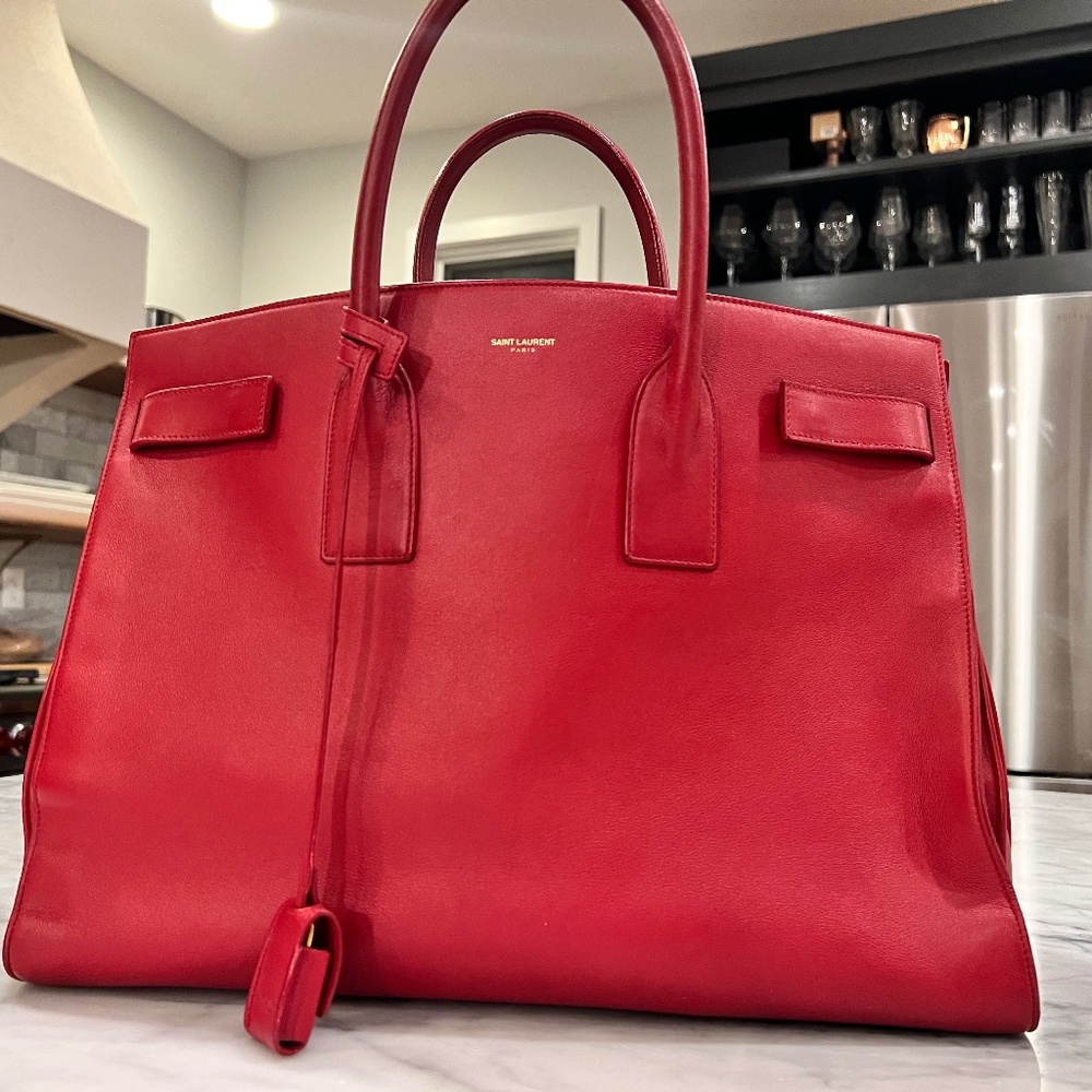YSL Sac de Jours (Large) Authentic Red